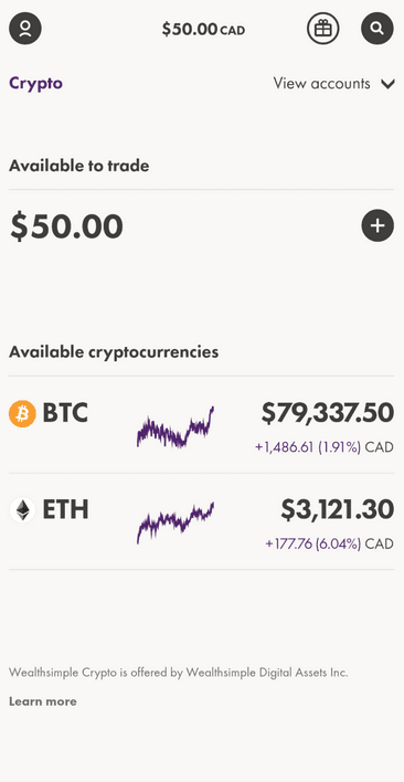 Image from Wealthsimple Crypto.